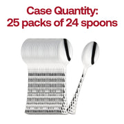 Shiny Silver Glamour Cutlery Disposable Plastic Spoons Quantity | Smarty Had A Party