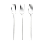 Shiny Silver Moderno Disposable Plastic Dessert Forks Secondary | Smarty Had A Party