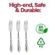 Silver Baroque Disposable Plastic Dinner Forks BPA | Smarty Had A Party