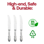 Silver Baroque Disposable Plastic Dinner Knives BPA | Smarty Had A Party