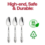 Silver Baroque Disposable Plastic Dinner Spoons BPA | Smarty Had A Party