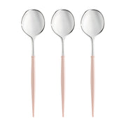 Silver with Pink Handle Moderno Disposable Plastic Dinner Spoons Secondary | Smarty Had A Party