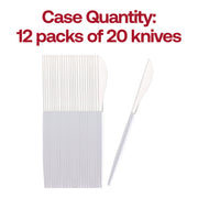 Silver with White Handle Moderno Disposable Plastic Dinner Knives Quantity | Smarty Had A Party