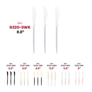 Silver with White Handle Moderno Disposable Plastic Dinner Knives SKU | Smarty Had A Party