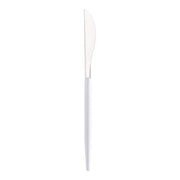 Silver with White Handle Moderno Disposable Plastic Dinner Knives Main | Smarty Had A Party