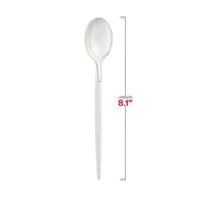 Silver with White Handle Moderno Disposable Plastic Dinner Spoons Dimension | Smarty Had A Party