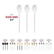 Silver with White Handle Moderno Disposable Plastic Dinner Spoons SKU | Smarty Had A Party