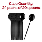 Solid Black Moderno Disposable Plastic Dessert Spoons Quantity | Smarty Had A Party