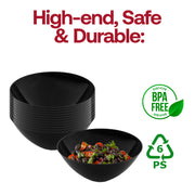 Solid Black Organic Round Disposable Plastic Bowls (32 oz.) BPA | Smarty Had A Party