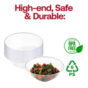 Solid Clear Organic Round Disposable Plastic Bowls (100 oz.) BPA | Smarty Had A Party