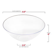 Solid Clear Organic Round Plastic Bowls (32 oz.) Dimension | Smarty Had A Party