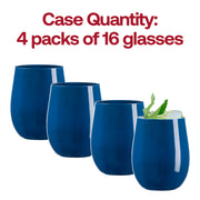 12 oz. Solid Navy Elegant Stemless Plastic Wine Glasses Quantity | Smarty Had A Party