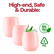 12 oz. Solid Pink Elegant Stemless Plastic Wine Glasses BPA    | Smarty Had A Party