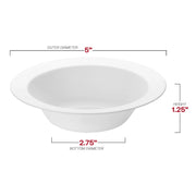 Solid White Edge Rim Round Disposable Plastic Dessert Bowls (5 oz.) Dimension | Smarty Had A Party