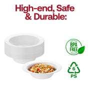 Solid White Edge Rim Round Disposable Plastic Soup Bowls (12 oz.) BPA | Smarty Had A Party