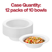 Solid White Edge Rim Round Disposable Plastic Soup Bowls (12 oz.) Quantity | Smarty Had A Party