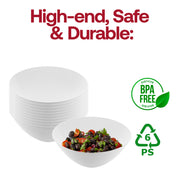 Solid White Organic Round Disposable Plastic Bowls (32 oz.)BPA | Smarty Had A Party