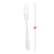 White Baroque Disposable Plastic Dinner Forks Dimension | Smarty Had A Party