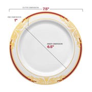 White with Burgundy and Gold Harmony Rim Plastic Dinnerware Value Set Dimension | Smarty Had A Party