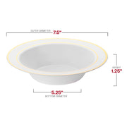 White with Gold Edge Rim Plastic Soup Bowls (12 oz.) Dimension | Smarty Had A Party