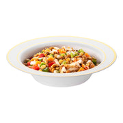 White with Gold Edge Rim Plastic Soup Bowls (12 oz.) Secondary | Smarty Had A Party