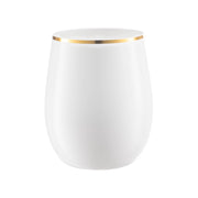 12 oz. White with Gold Elegant Stemless Plastic Wine Glasses Main | Smarty Had A Party