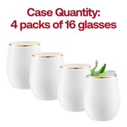 12 oz. White with Gold Elegant Stemless Plastic Wine Glasses Quantity | Smarty Had A Party