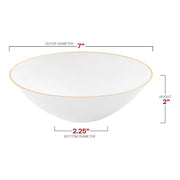 White with Gold Rim Organic Round Disposable Plastic Soup Bowls (16 oz.) Dimension | Smarty Had A Party