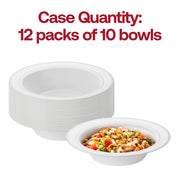 White with Silver Edge Rim Disposable Plastic Soup Bowls (12 oz.) Quantity | The Kaya Collection