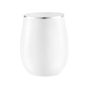 12 oz. White with Silver Elegant Stemless Plastic Wine Glasses Main | Smarty Had A Party