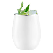 12 oz. White with Silver Elegant Stemless Plastic Wine Glasses Secondary | Smarty Had A Party