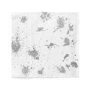 White with Silver Paint Splatter Paper Beverage/Cocktail Napkins Main | Smarty Had A Party