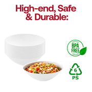 White with Silver Rim Organic Round Disposable Plastic Soup Bowls (16 oz.) BPA | Smarty Had A Party