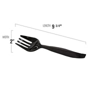 Black Disposable Plastic Serving Flatware Set Dimension